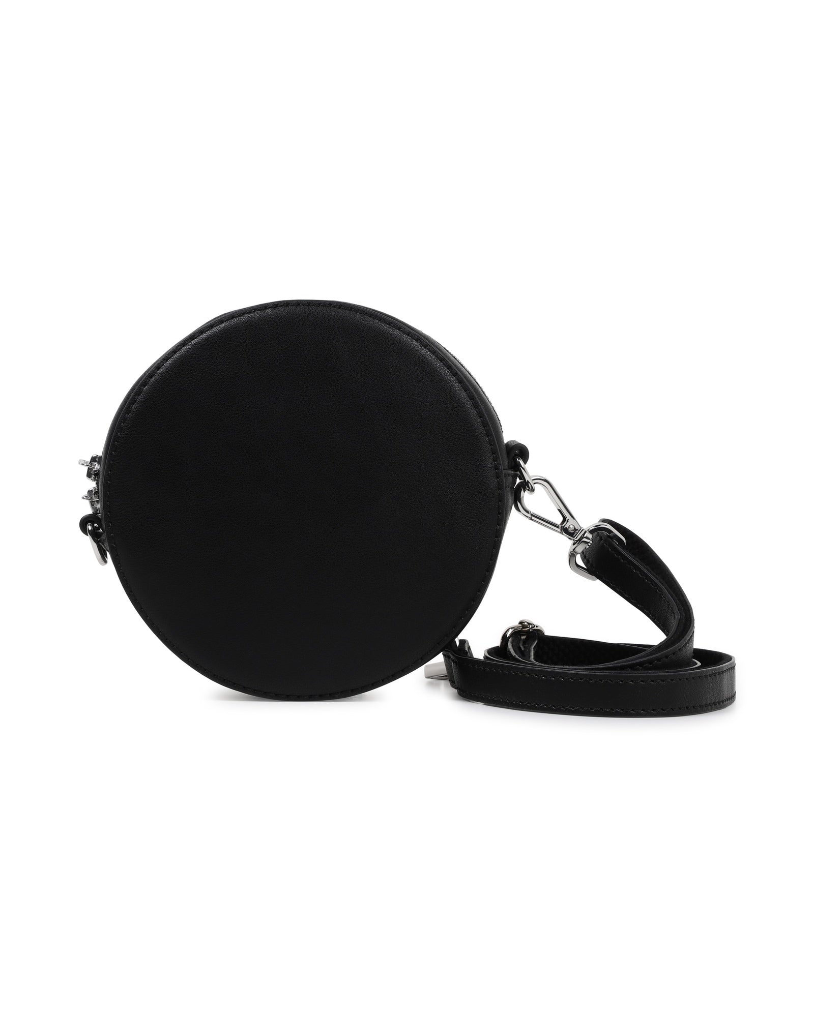 Sac à main rond en textile et enduit lisse - Black