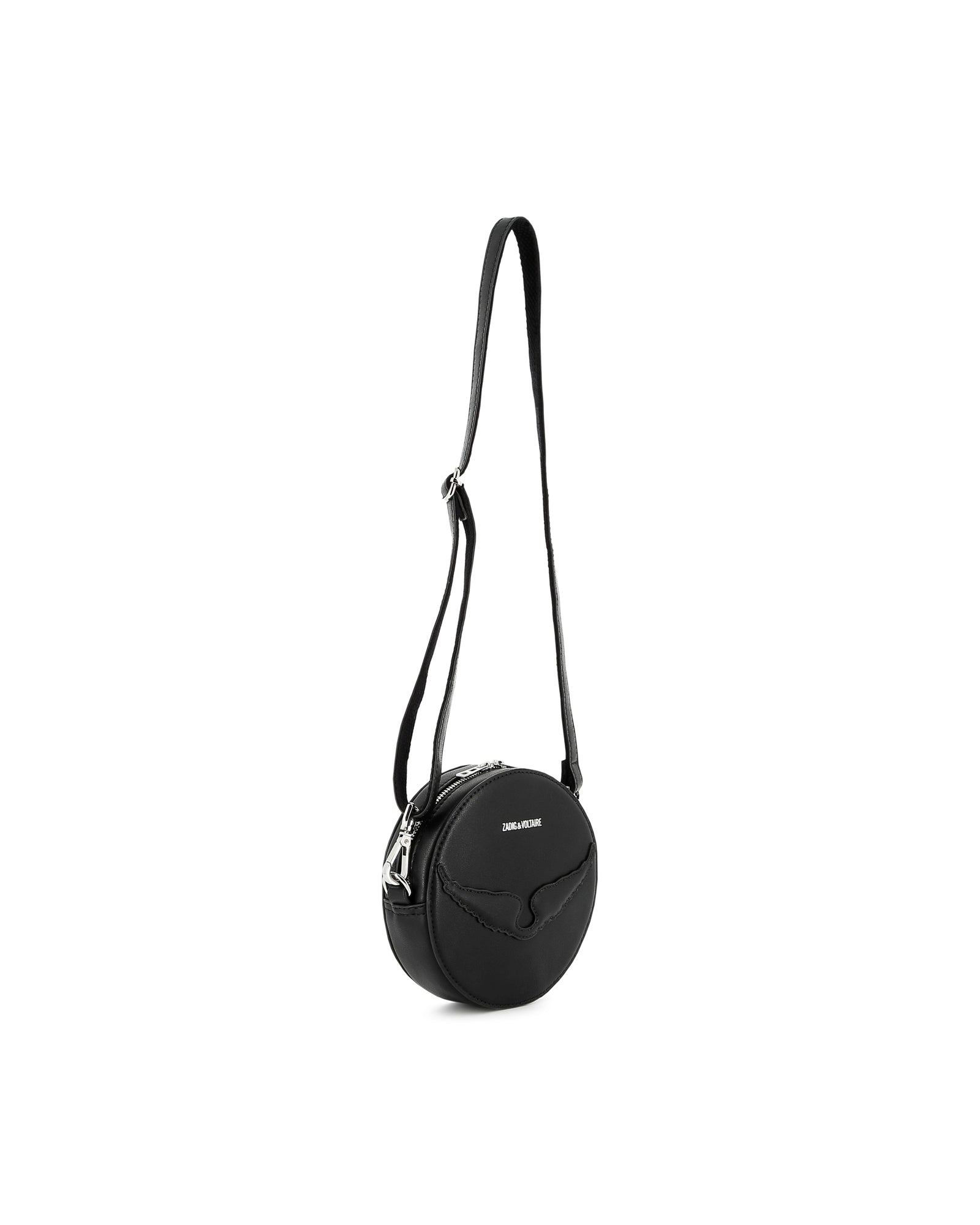 Sac à main rond en textile et enduit lisse - Black