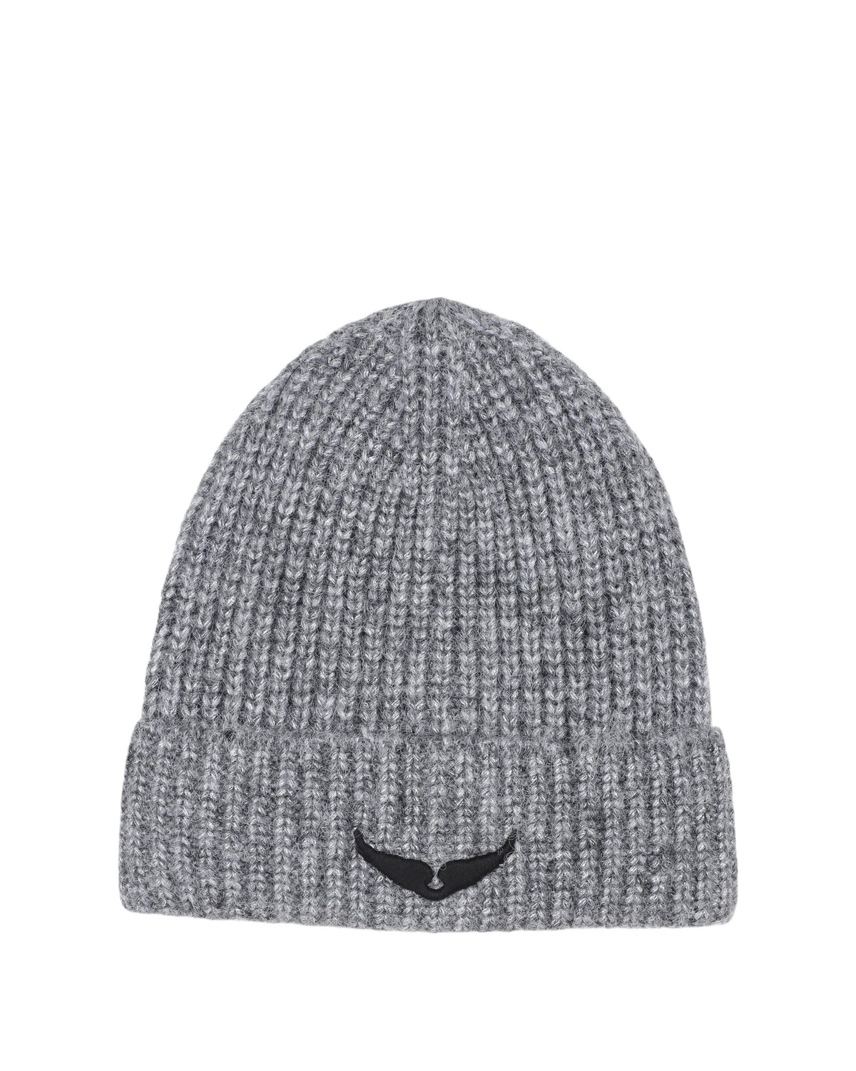 Bonnet en tricot avec broderie - Heather Grey
