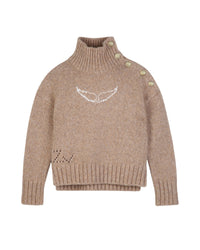 Pull col roulé en laine - Marron Chine
