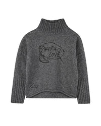Pull à col montant en laine - Heather Grey