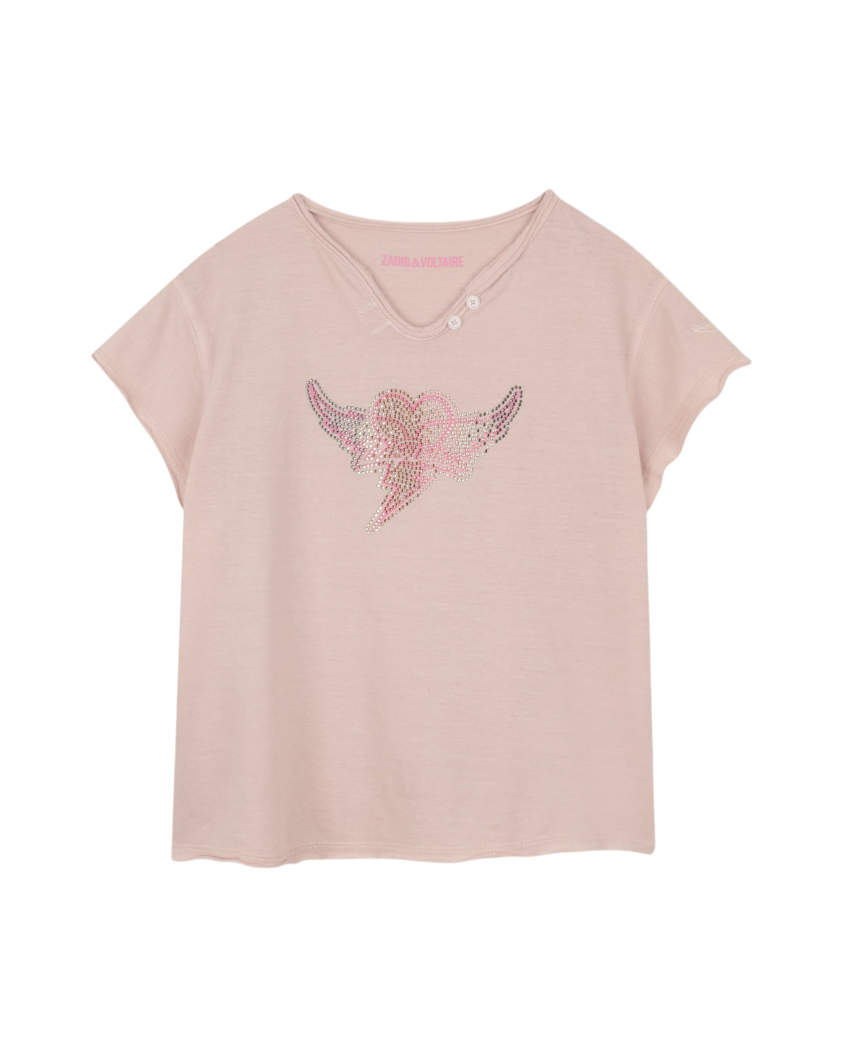 Short-sleeved T-shirt with Tunisian collar - Hushed Violet
