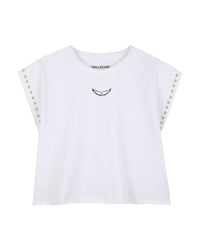 T-shirt à manches courtes avec œillets - Blanc