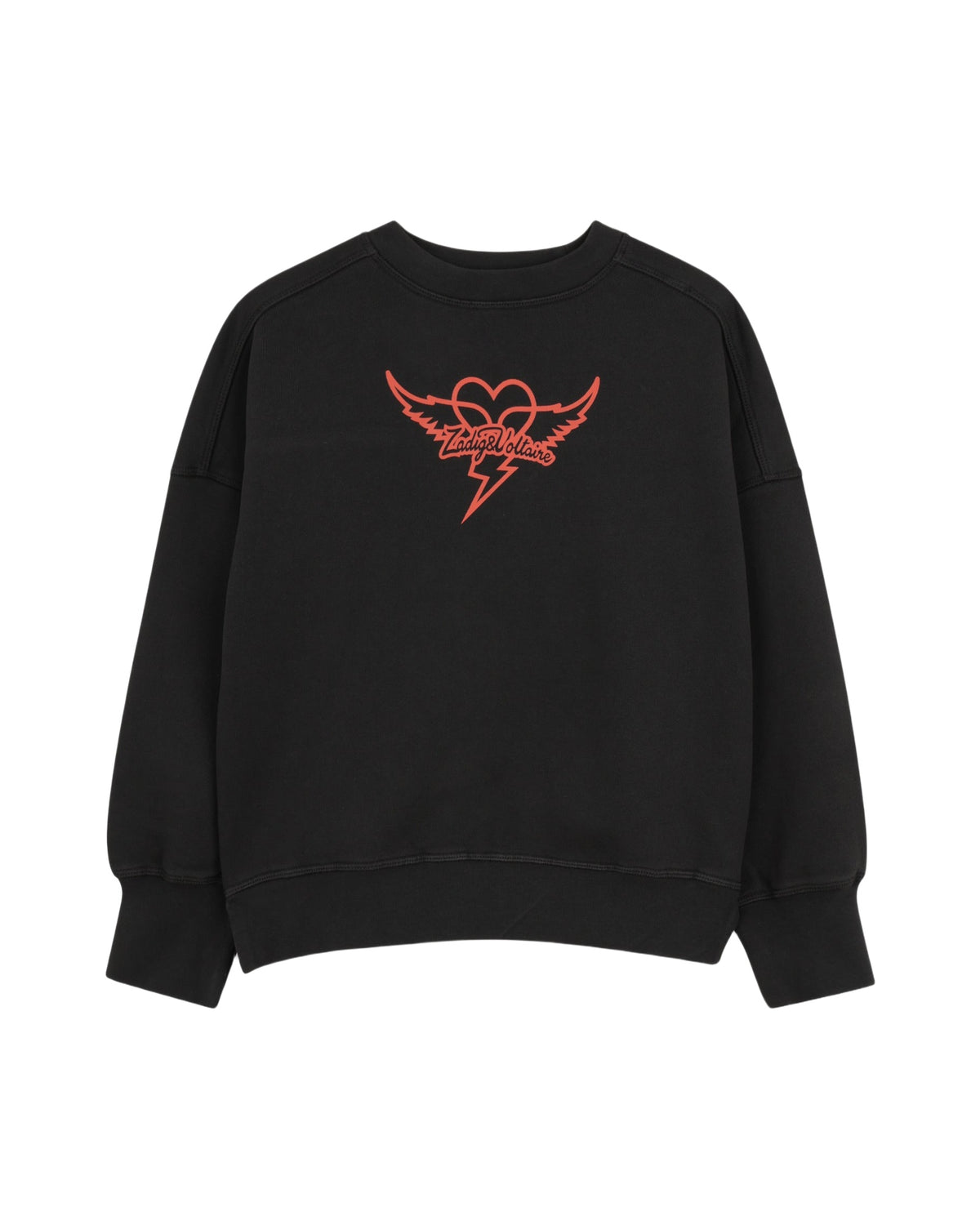Crewneck jumper with dropped shoulders - Black