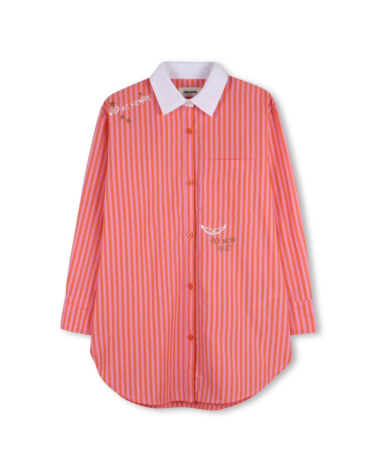 Robe chemise à rayures - Rose Orange