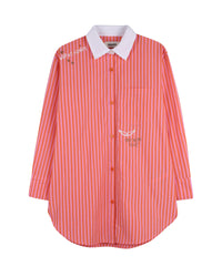 Robe chemise à rayures - Rose Orange