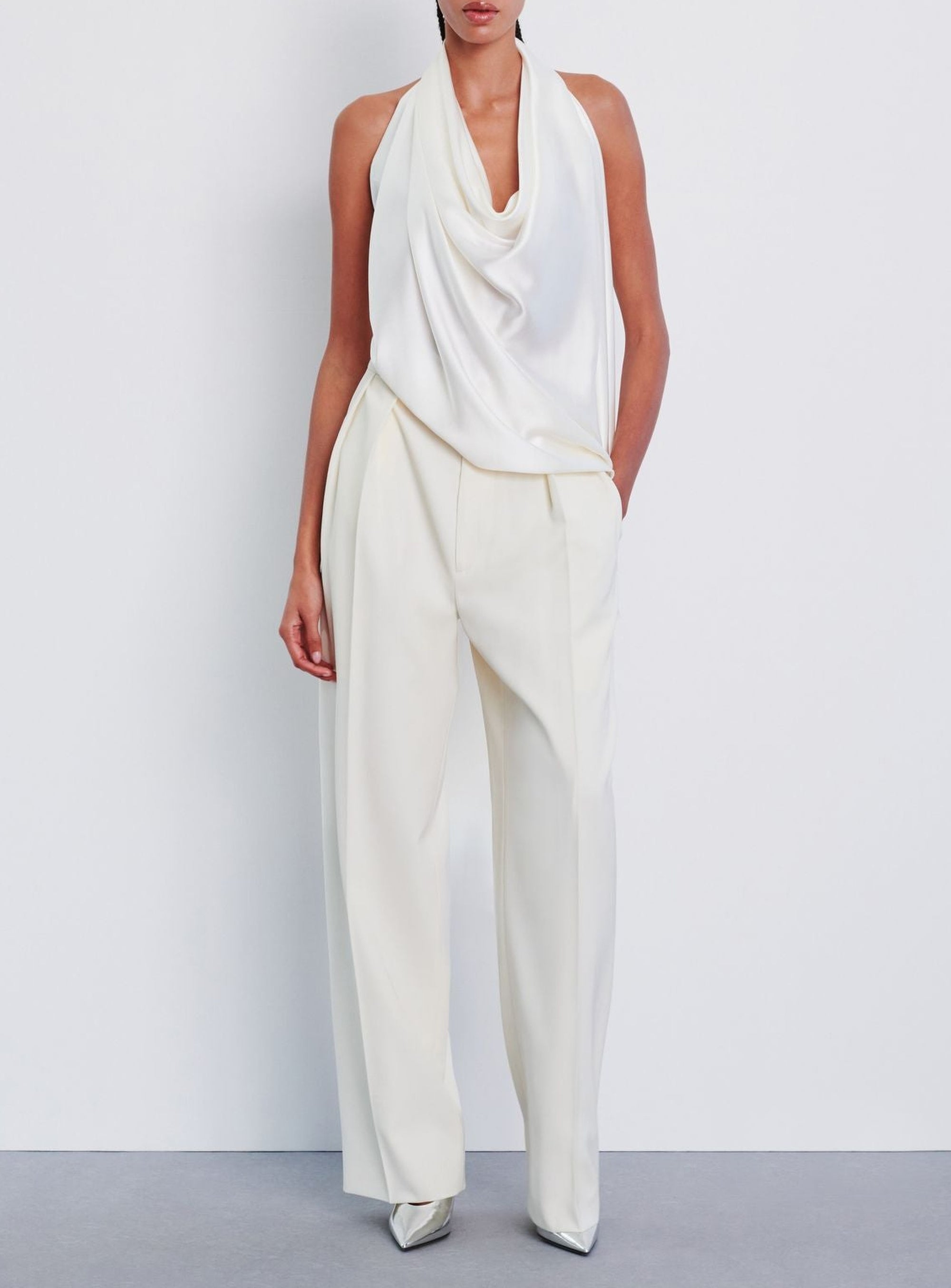 Satin Halter Blouse - Off White