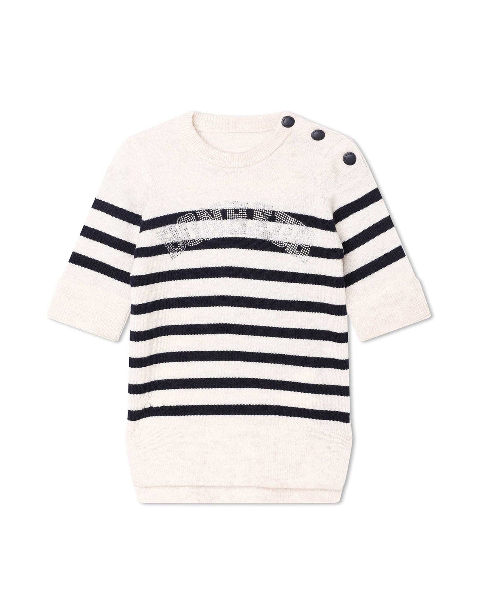 Robe en laine - Ecru marine