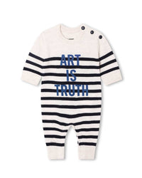 Wool jumpsuit - Ecru navy