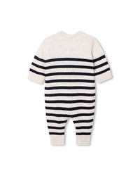 Wool jumpsuit - Ecru navy