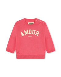 Ensemble pull et pantalon en laine - Rose ecru