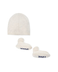 Wool and cashmere bonnet and slipper set - Linen Chiné