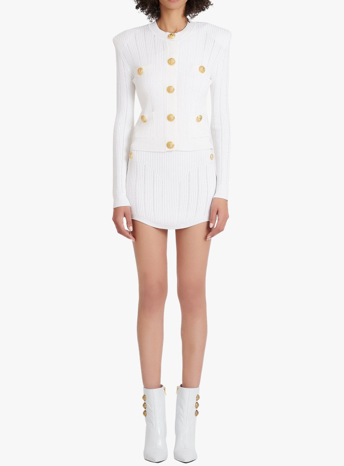 Cardigan court en maille - Blanc