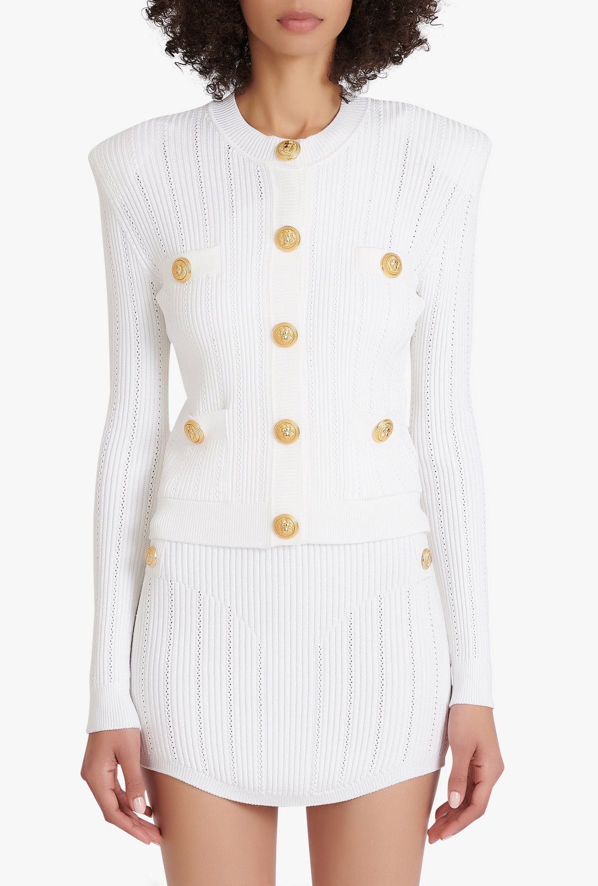 Cardigan court en maille éco-design - Blanc