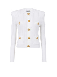 Cardigan court en maille - Blanc