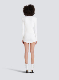 Cardigan court en maille éco-design - Blanc