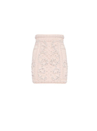 Jupe courte taille haute brodée - Nude Clair