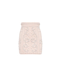 Jupe courte taille haute en cuir - Nude Clair