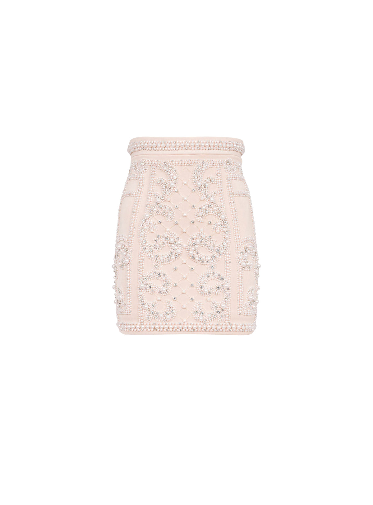 Jupe courte taille haute en cuir - Nude Clair