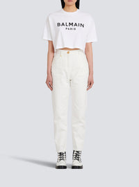 Cropped cotton T-shirt - White & Black