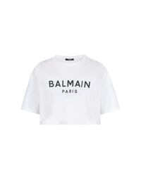T-shirt court en coton éco-design imprimé logo balmain - Blanc & Noir