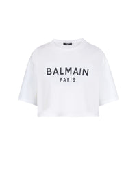 Cropped cotton T-shirt - White & Black