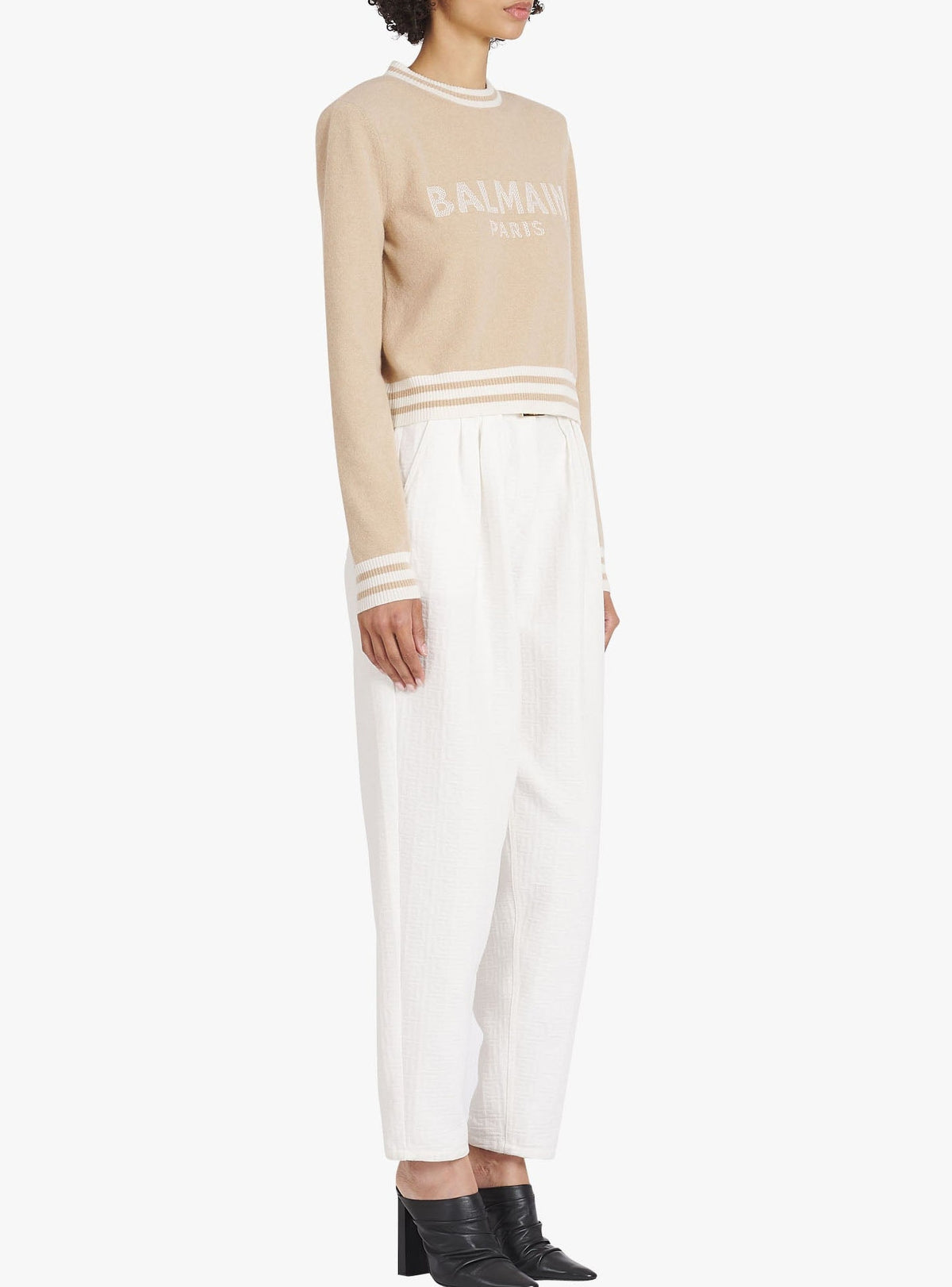Sweatshirt court en laine - Sable & Naturel