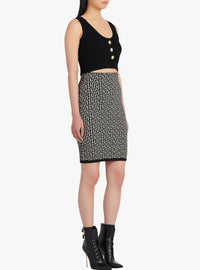 Wool midi skirt - Ivory & Black