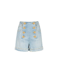 Short taille haute en denim - Bleu Jean Clair