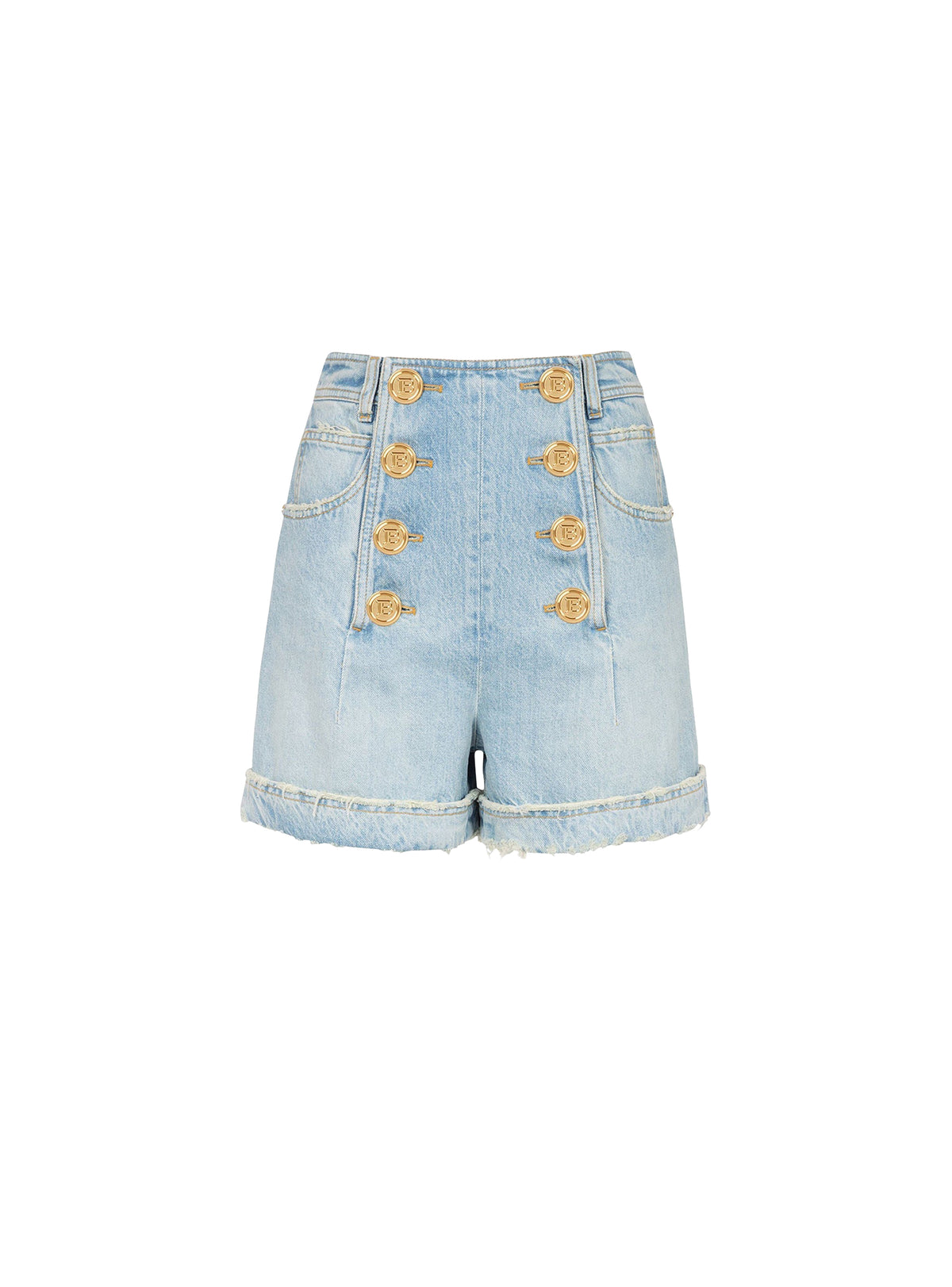 Short taille haute en denim - Bleu Jean Clair