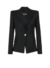 Blazer à simple boutonnage en laine - Noir