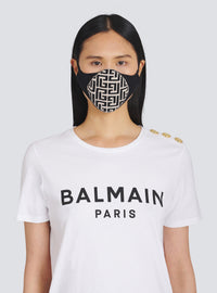 Masque en coton à monogramme balmain - Noir & Ivoire
