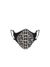 Cotton monogram mask - Black & Ivory
