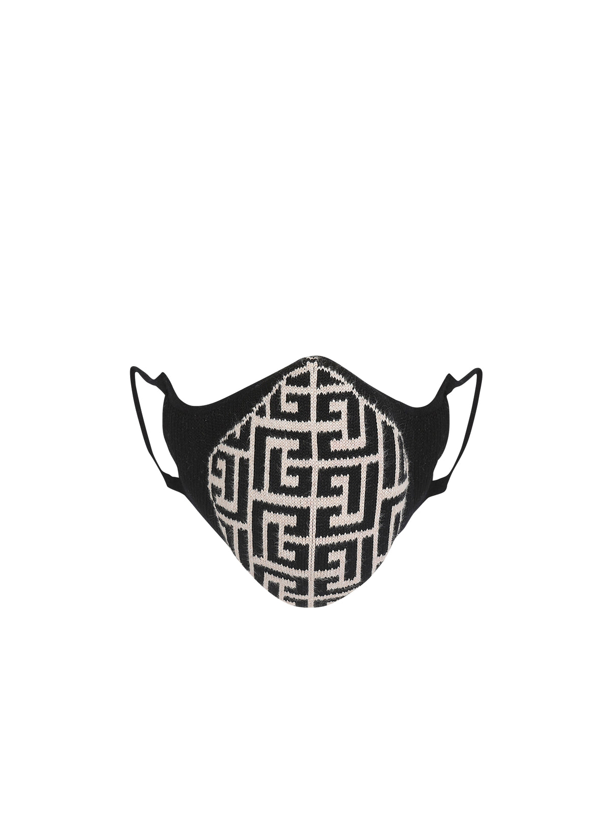Cotton monogram mask - Black & Ivory