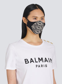 Masque en coton à monogramme balmain - Noir & Ivoire
