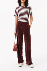 Velour sweatpants - Expresso & White