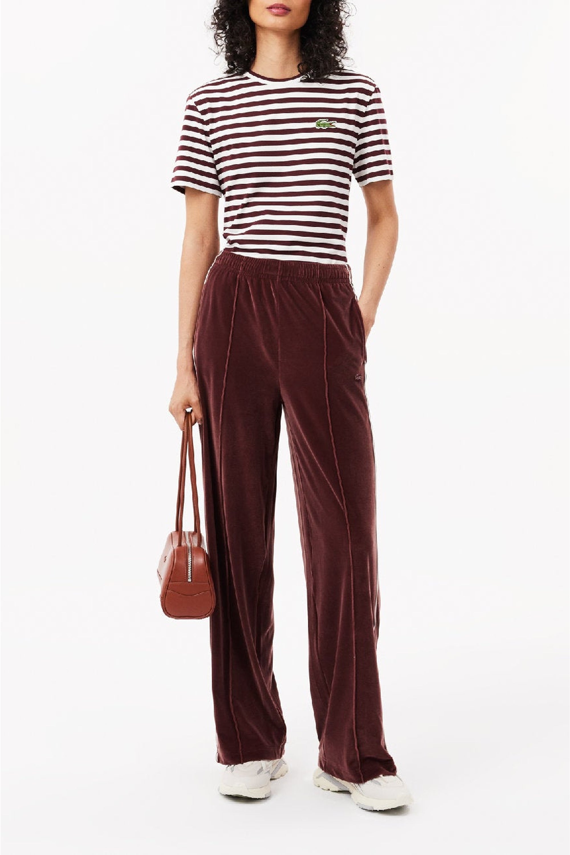 Velour sweatpants - Expresso & White