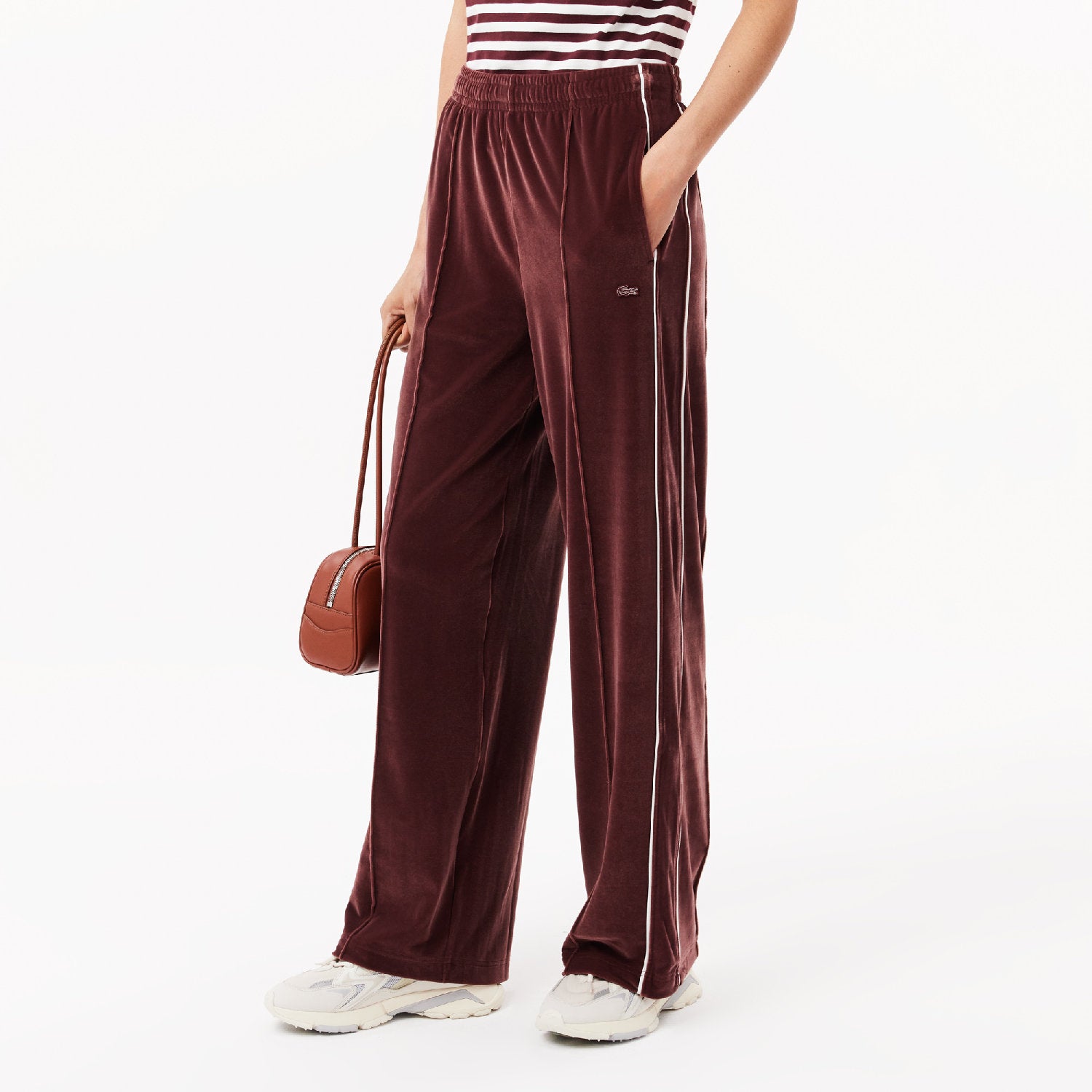 Velour sweatpants - Expresso & White