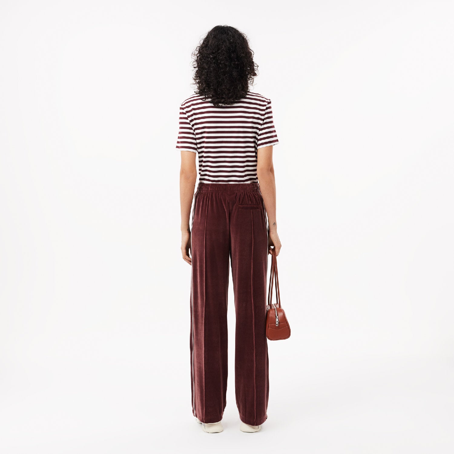 Velour sweatpants - Expresso & White