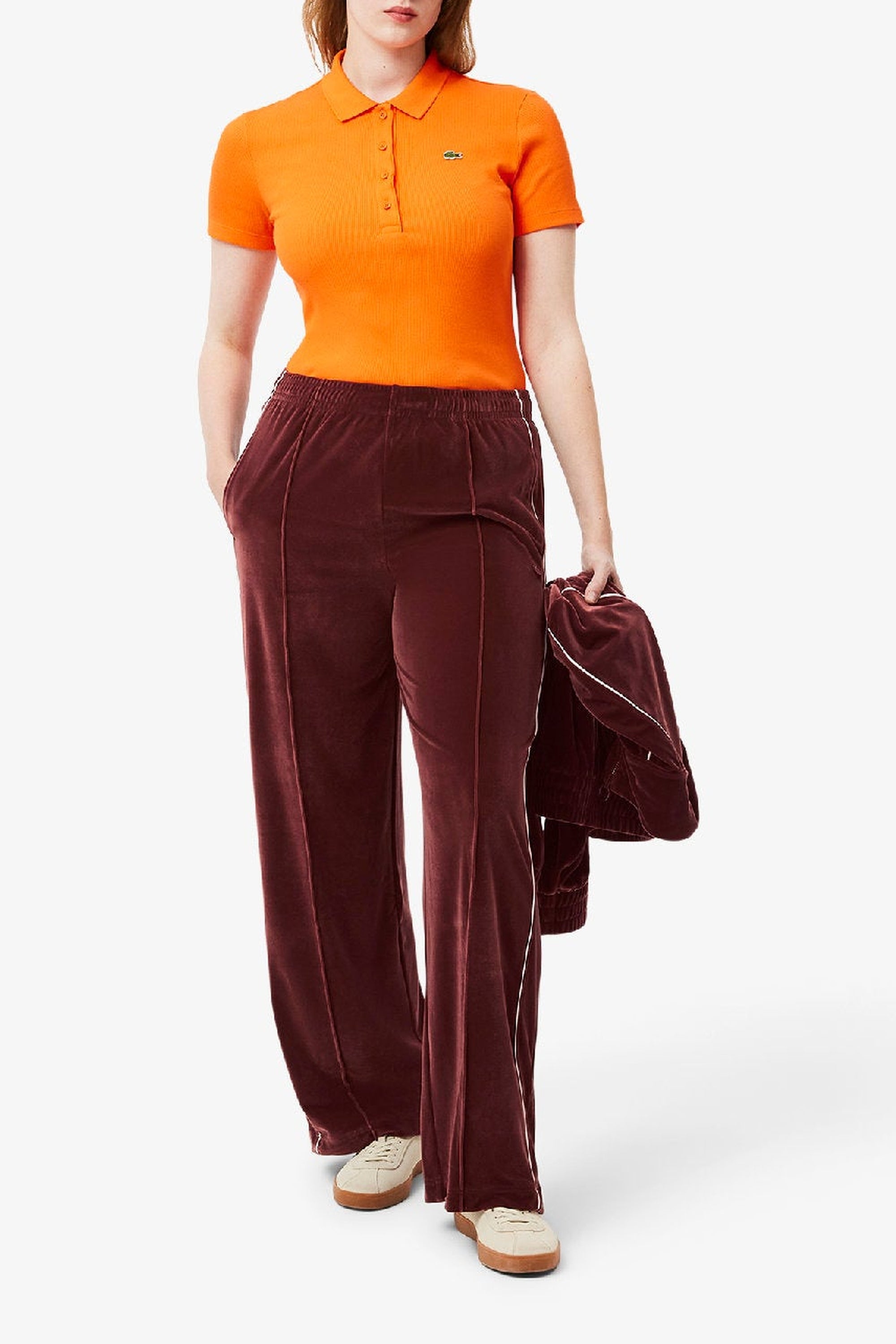 Velour sweatpants - Expresso & White