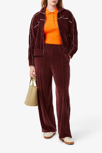 Velour sweatpants - Expresso & White