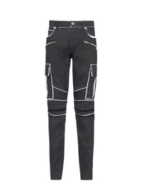 Pantalon fuselé en jean peint - Noir & Blanc