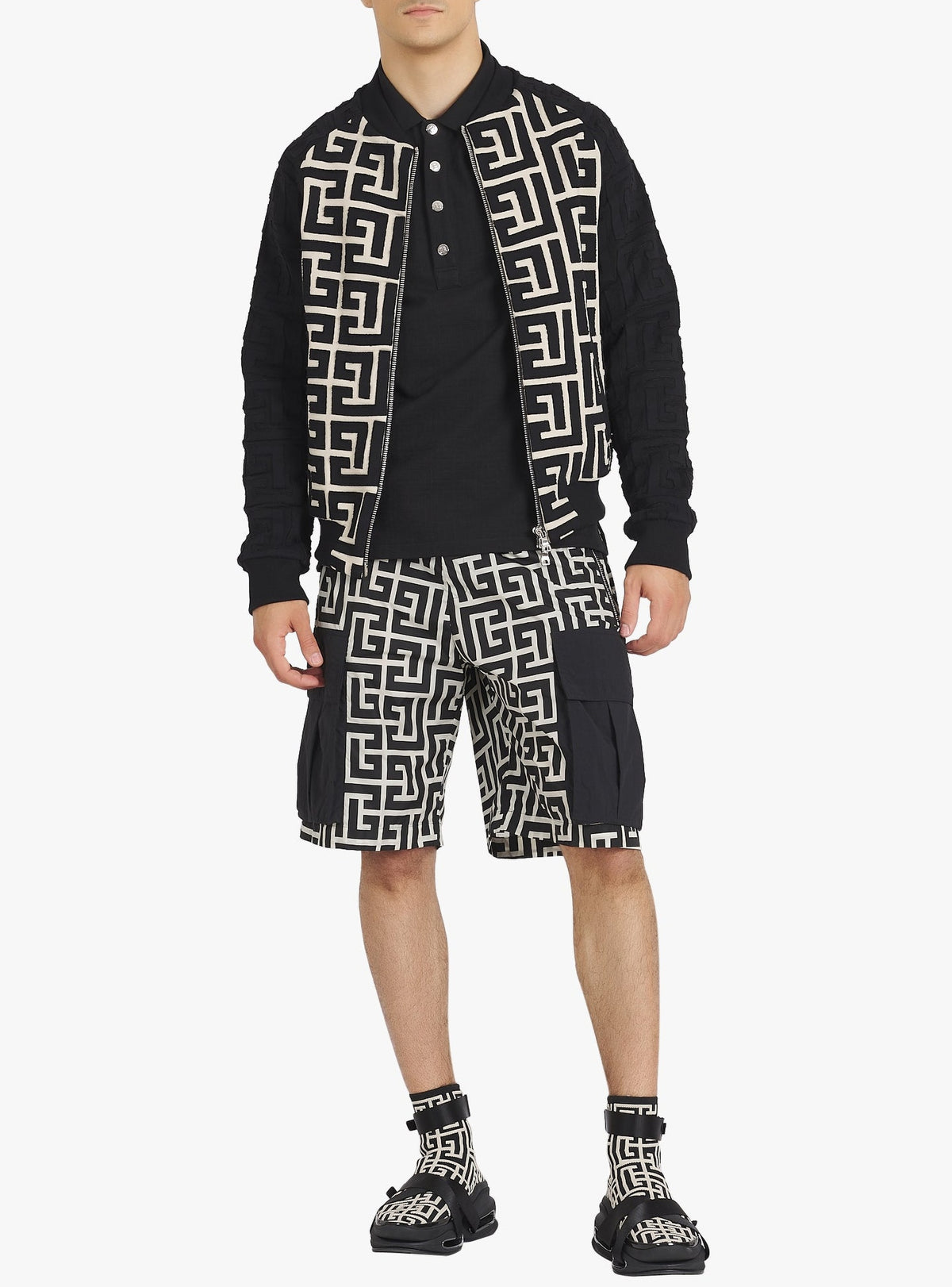 Polo en coton piqué - Noir