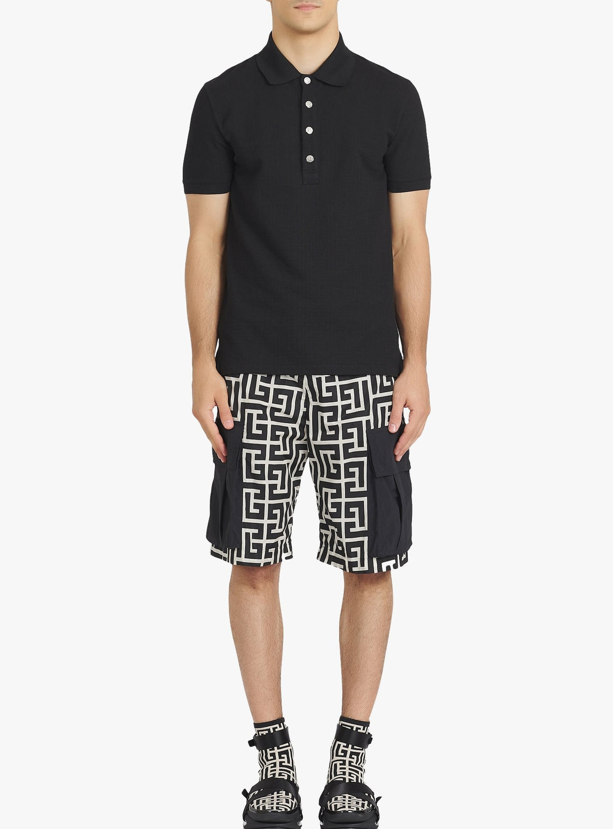 Polo en coton piqué - Noir
