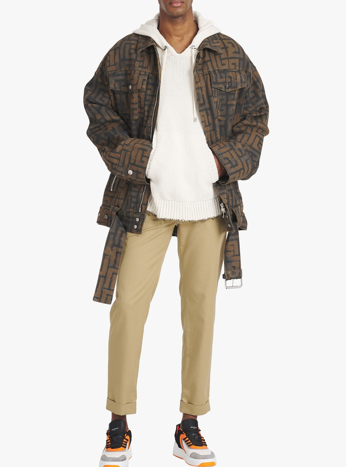 Distressed knit sweater - Beige