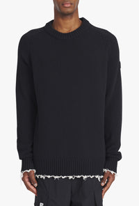 Pullover tricoté destroy - Noir & Naturel