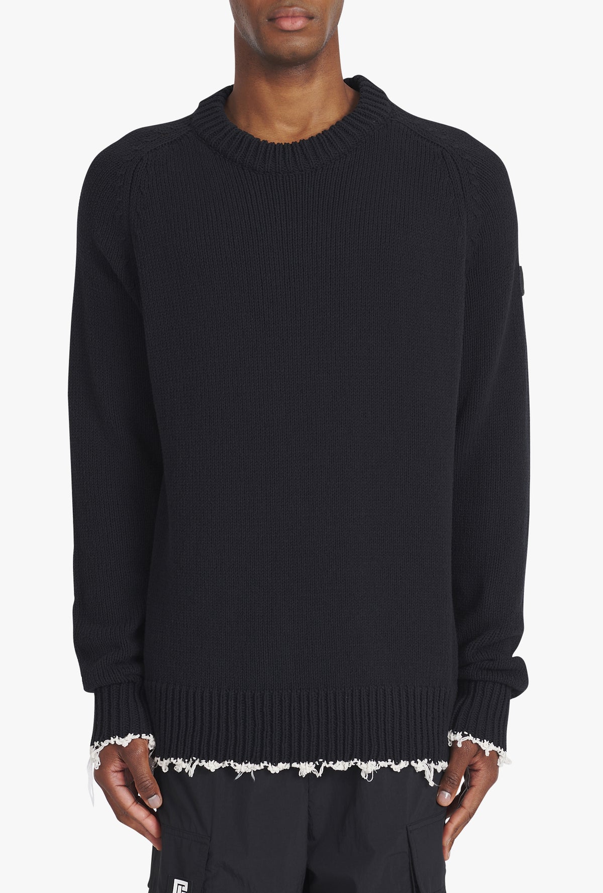 Pullover tricoté destroy - Noir & Naturel