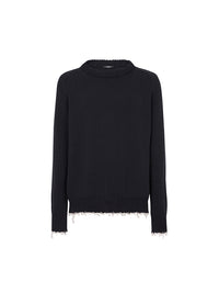 Pullover tricoté destroy - Noir & Naturel