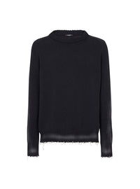 Distressed knit sweater - Black & Natural