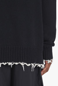 Pullover tricoté destroy - Noir & Naturel